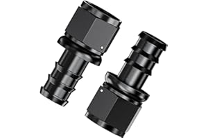 TRUCKMETER 2Pcs Straight 12AN Female to 3/4" Push Lock Hose Fitting End for Rubber Fuel Line, Black Hard Two Stage Barb Aluminum Anodized Connector, Automotive Accessories for Vehicle Fuel Oil Line Modification