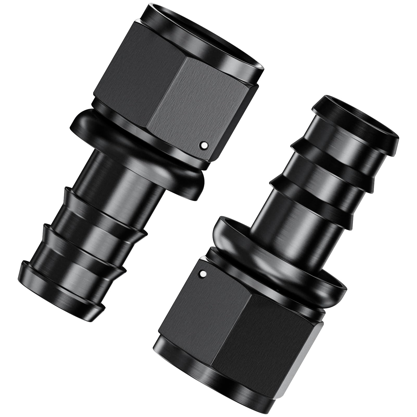 Photo 1 of 2Pcs Straight 12AN Female to 3/4" Push Lock Hose Fitting End for Rubber Fuel Line, Black Hard Two Stage Barb Aluminum Anodized Connector, Automotive Accessories for Vehicle Fuel Oil Line Modification