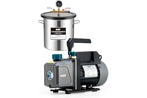 Orion Motor Tech 11.4 L Vacuum Chamber with Pump Kit, 3.5 cfm Vacuum Pump and Chamber Kit with Tempered Glass Lid 5 ft Hose, 