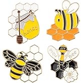 Ornaland 4 Pcs Honey Bee Brooches Enamel Cartoon Insect Bee Pin Lapel for Women Clothing Bags Backpacks Jackets Hat