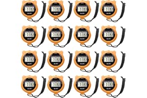 16-Pack Multi-Function Electronic Digital Sport Stopwatch Timer, Large Display with Date Time and Alarm Function, Sports Coac