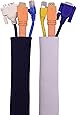 Cable Management Sleeve | Adjustable 80&rdquo; Black & White Cable Organizer Made From Premium Quality Flexible Neoprene | Baltic Living Cord Organizer