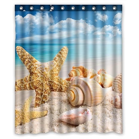 Amazon Com Fmshpon Blue Sea And Seashell Waterproof Polyester