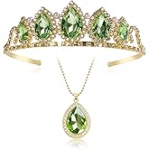FRTTVM Princess Tiara for Women,Princess Tiana Set Crown and Necklace Birthday Party Prom Costume Accessories Gift