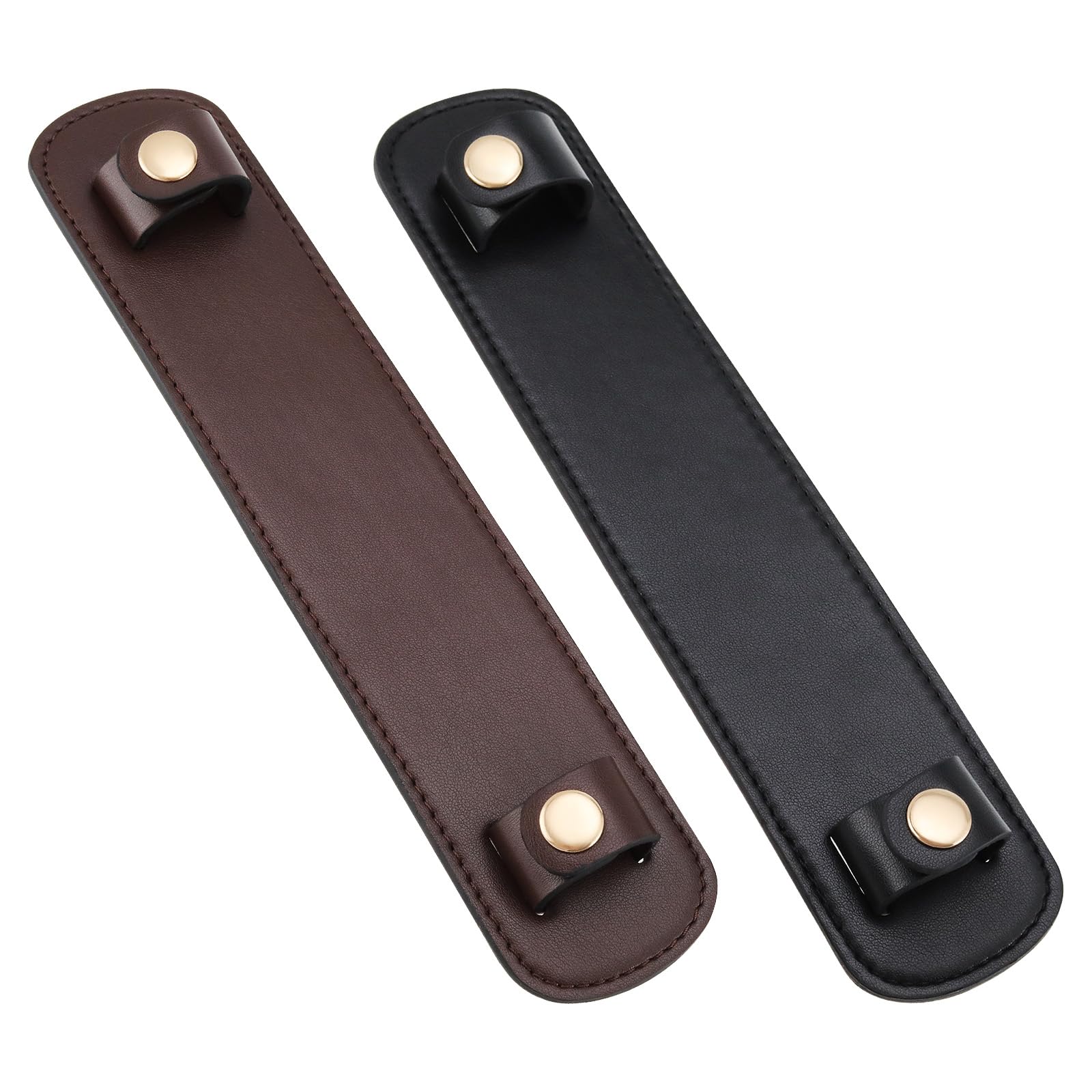 OTOTEC 2Pcs PU Leather Shoulder Strap Pad Replacement Part Detachable Soft Leather Strap 23cm Length and 4.8cm for Shopping Bag Women Tote Purses Handbag Satchels, Black and Brown