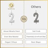 SHATCHI Birthday Number 2 Candle Silver Cake Topper Party Decor view 4