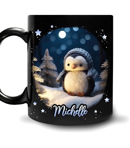 Personalized Penguin Mug - Custom Name Ceramic Cup 11oz/15oz, Holiday Coffee Mug Gift - View #4