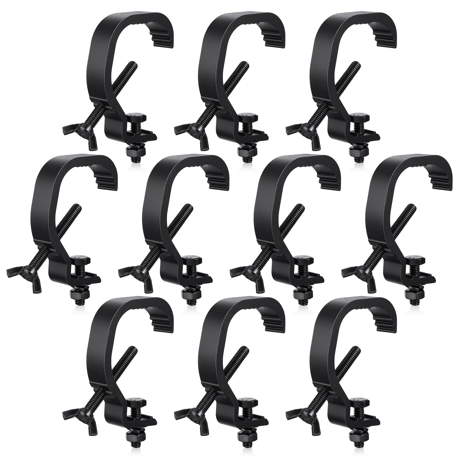 View 1 of 10 Pack Stage Light Clamp Hook, Aluminum Alloy Truss C-Clamp, Heavy Duty Stage Lights Truss Clamp for DJ Lighting Bar Lights Spot Light, Fit for 1.18-2 Inch OD Tube/Pipe, Black