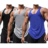 Babioboa Men's 3 Pack Gym Workout Tank Tops Y-Back Muscle Tee Stringer Bodybuilding Sleeveless T-Shirts