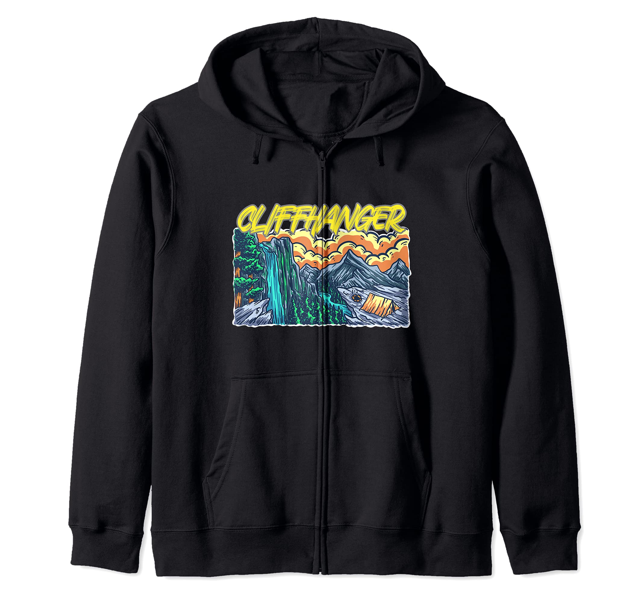 Cliffhanger Hiking Fishing Tent Camping Nature Lover Zip Hoodie