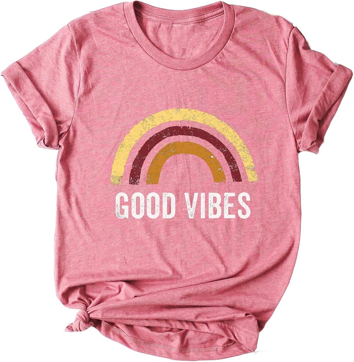 Enmeng Womens Good Vibes T Shirt Casual Short Sleeve