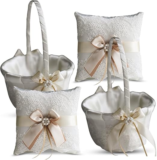 Amazon Com Alex Emotions Ivory Ring Bearer Pillow And Basket Set