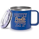 BBGreek Sigma Gamma Rho Sorority Paraphernalia - SGRHO - Official Vendor - 14 oz Stainless Steel Insulated Mug - Pretty Poodle