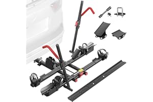 RoamEase Hitch Mount Bike Rack with Ramp, 170lbs Capacity Foldable Electric Bike Carrier for 2 Heavy Ebike, Up to 5" Fat Tire