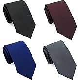 ZENXUS Extra Long Ties for Men Big and Tall, 63 or 70 inch Long Neckties 4-Pack