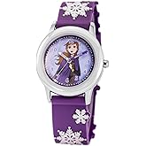 Disney Frozen Watch for Girls Ages 4–7 – Princess Featuring Character Dial – Great Gift for Frozen Fans – Silver Bezel and Purple Nylon Strap - Buy and GET 1 Free Mystery Watch
