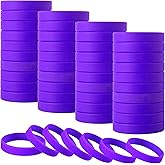 IDREAMBAND 100 pcs Rubber Bracelets Wristbands Colored Blank Bracelets Silicone Wristbands for Men Women Teen(Violet)