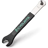 cyclists Bike Pedal Wrench 15mm - Heavy-Duty Bicycle Repair Tool | with Long Handle for Easy Pedal Installation &amp; Removal (L: Pedal Wrench &amp; Hex)