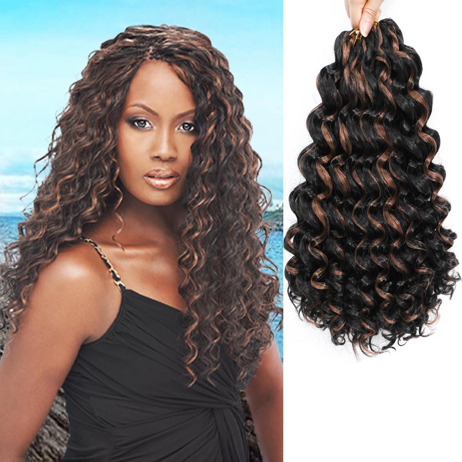 Ocean Wave Crochet Hair 8 Inch P1B30 Synthetic Curly Crochet Hair for ...