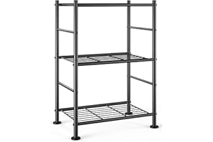 Sakugi Storage Shelves - 3 Tier Shelf Organizer, Sturdy Metal Garage Shelving with Adjustable Leveling Feet, Space-Saving Shelves Organizer for Pantry, Laundry, Kitchen (18" x 12" x 30", Black)