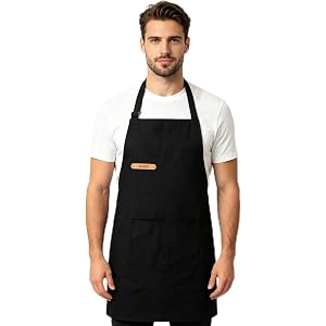 KAQJWL Professional Unisex Chef Apron – Cross-Back, Large Pockets, Water-Resistant Cotton Canvas
