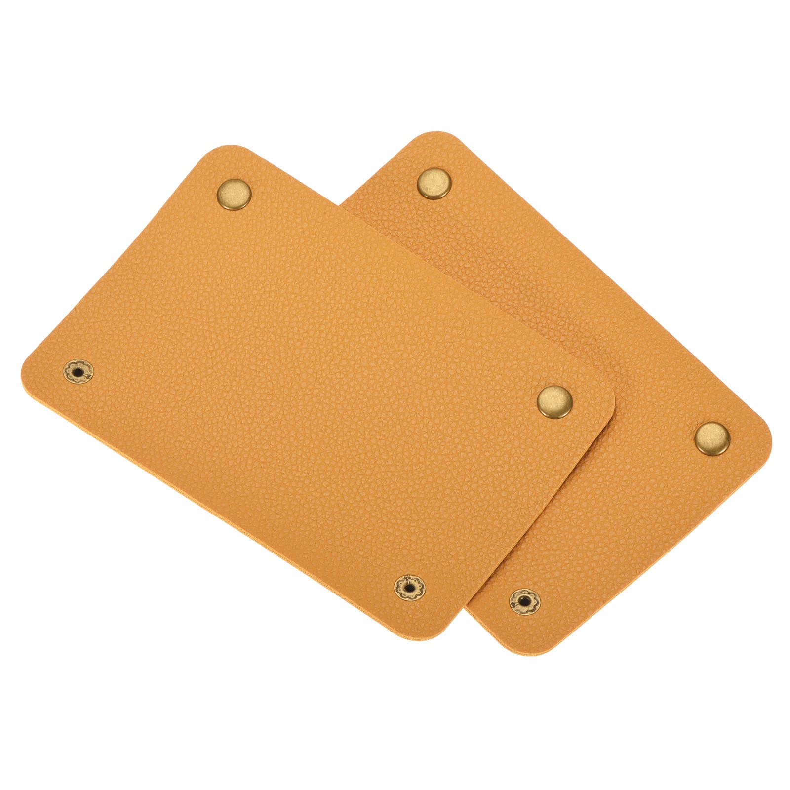 PATIKIL Leather Handle Wraps, 2 Pack PU Handbag Grip Cover Protector with Brass Clasp for Grocery Shopping Bag, Yellow