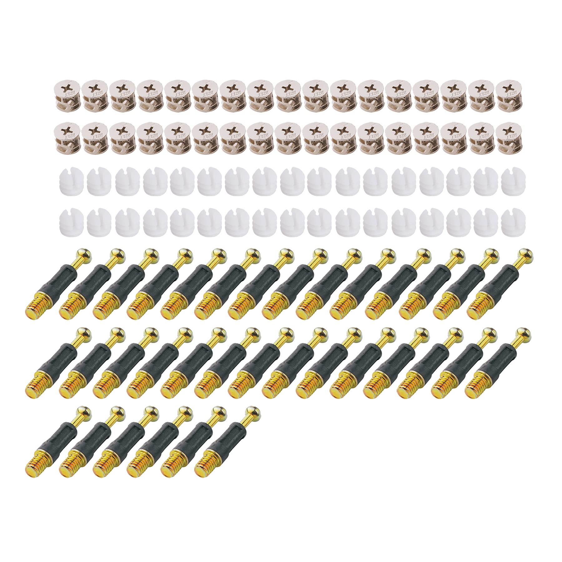 LOOTICH Fixing Screw Eccentric Cam Ø14.7mm and Bolts Fitting Dowels M6x36mm with Pre-Inserted Nuts M6 for Flat Pack Furniture Cabinet Locking Connecting Black (34 Set)