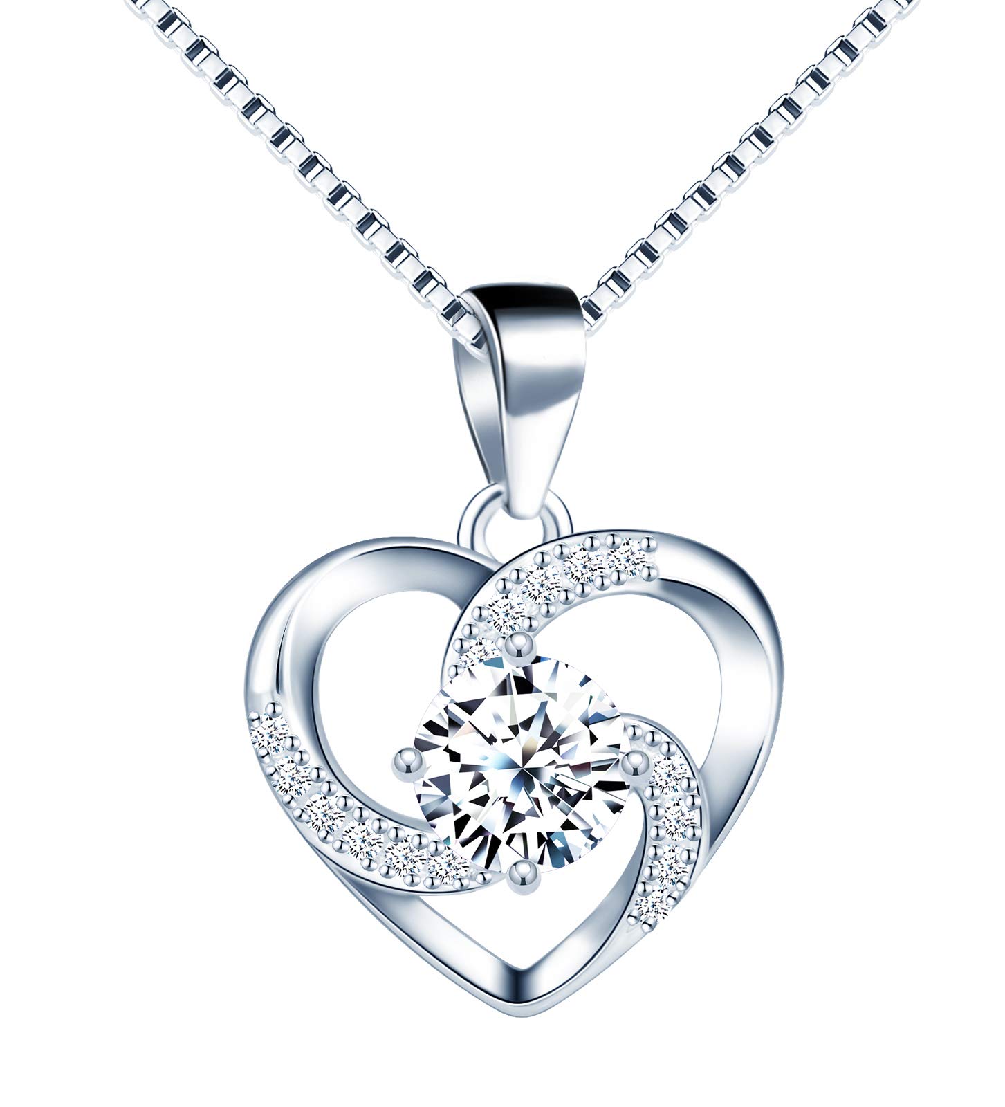 Infinite U Women Necklace 925 Sterling Silver “Crazy Love” Pendant Necklaces Inlaid zircon with 18inch Box Chain