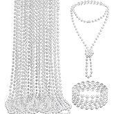 36pcs Faux Pearl Necklace Bulk-31.5 Inch 7mm Elegant White Pearl Bead Necklace for Women at 1920s Gatsby Tea Wedding Party