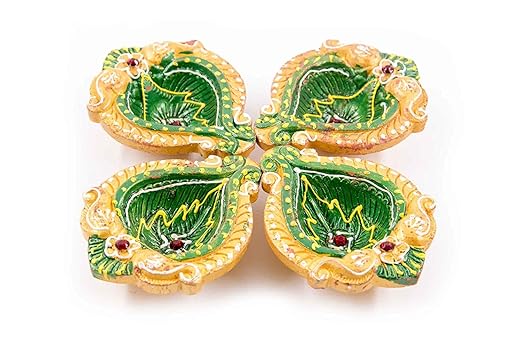 Sri Rudra Decorative Clay Diyas Colourful Hand Painted Puja Pooja Diya for Diwali and Navratri | Festival Decoration & Home Decoration | Mitti Ke Diye (24 Diyas)