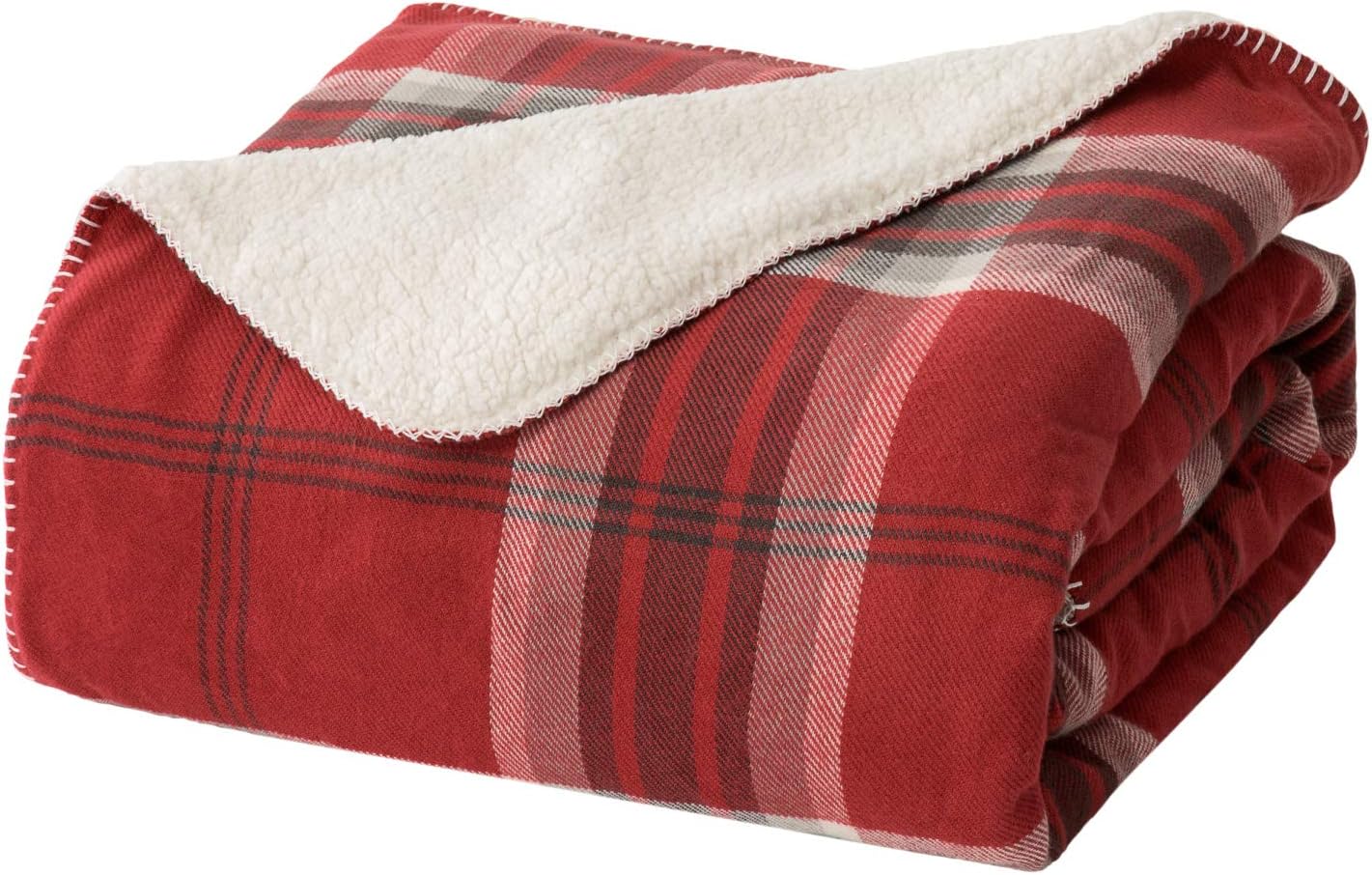 Amazon Com Bedsure Sherpa Plaid Throw Blanket For Sofa And Couch