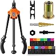 Wensilon Rivet Nut Gun Professional Hand Tool Grip Lightweight, with 7 x Metric Mandrels 8 x SAE Mandrels 1 x Wrench Tool 1 x Pagoda Bit 100pcs Rivet Nuts and Sturdy Blow Moulded Carrying Case