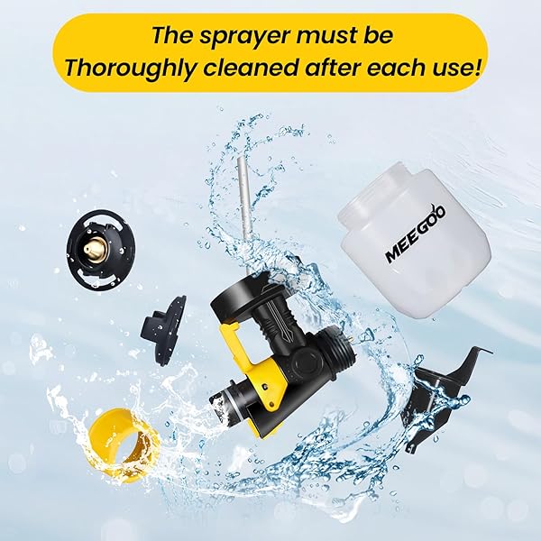 MEE GOO PAINT SPRAYER,ELECTRIC PAINT SPRAY GUN-200W HIGH POWER,5 NOZZLE SIZES,COMPATIBLE WITH DEWALT BATTERIES(NOT INCLUDE BATTERY),ADJUSTABLE FLOW CONTROL-PERFECT FOR WALLS,FENCES,FURNITURE(YELLOW)