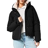 Wyeysyt Women's Cropped Puffer Jacket Winter Coat Fur Lined Quilted Jacket with Removable Hood