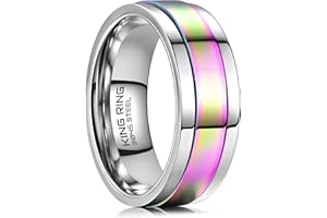 King Ring 8mm Ultra Polished Spinner Rings – Premium Shiny Flat Stainless Steel Fidget Rings for Men & Women – Designed in USA
