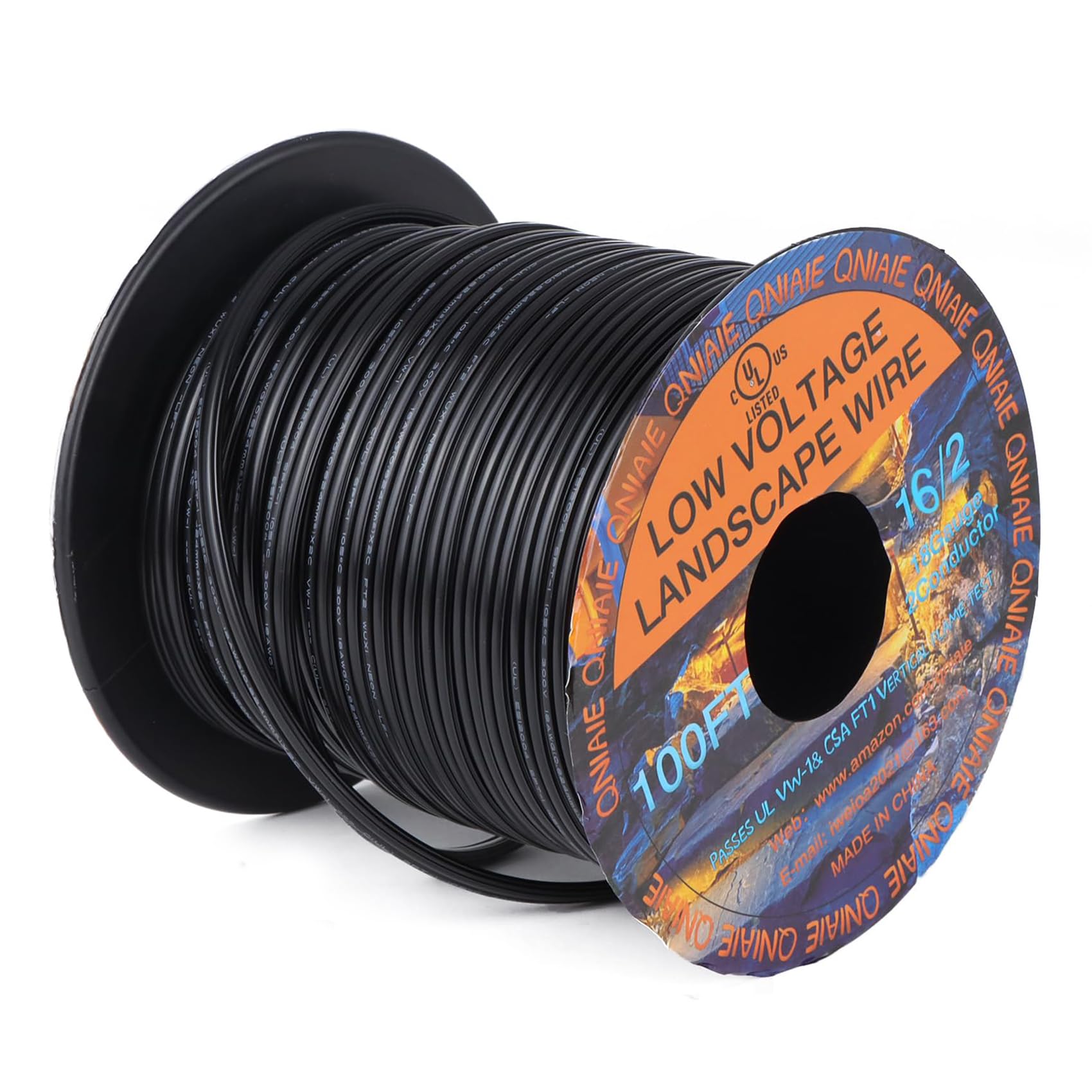 Photo 1 of QNIAIE 16 Gauge 2 Conductor Wire - SPT-2 Black Wire 100FT 16 AWG Stranded Wire - Direct Burial Electrical Wire for Landscape Lighting