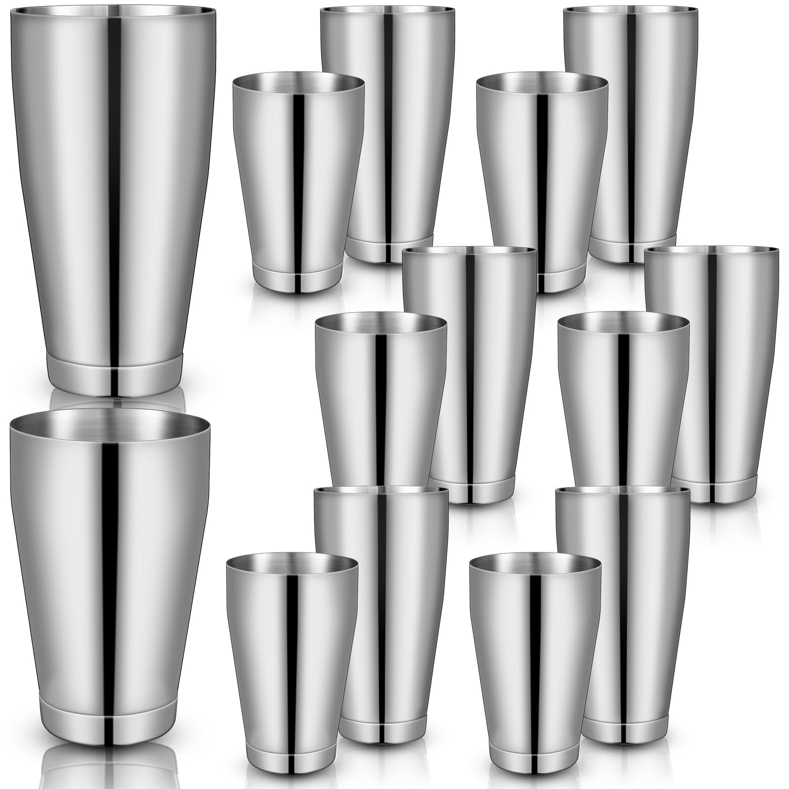 Photo 1 of Sabary 12 Pcs Cocktail Shakers Professional Bar Shaker Boston Set Stainless Steel Martini Drink Mixer Basic Tool Weighted Shake Metal Can Cocktail Shaker Set, 18 Oz, 28 oz (Silver)