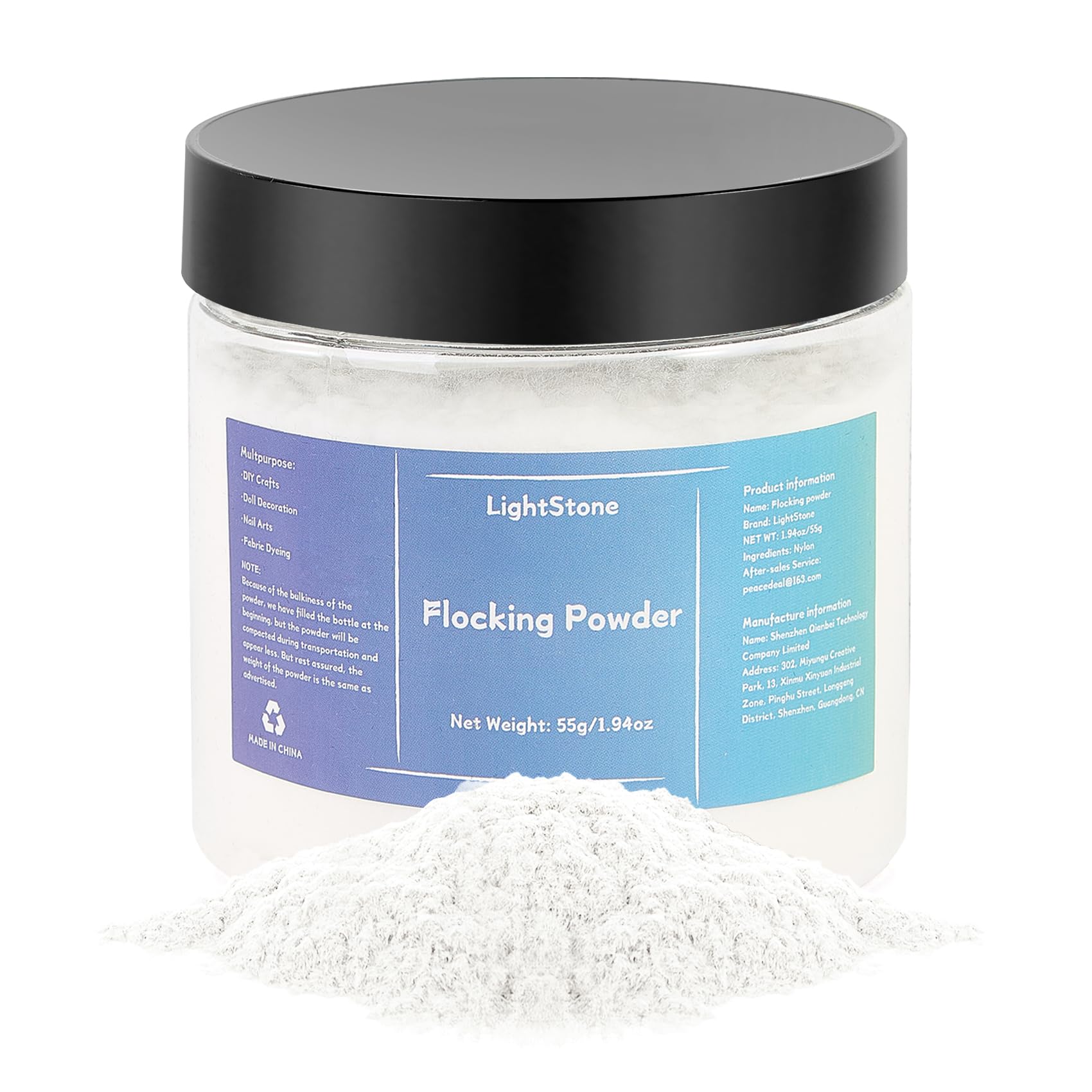 Photo 1 of 55g Flocking Powder - Velvet Fibers - Flocking Powder for Crafts/Taba Squishy/Nails Art/Doll Decorations/DIY Scenery (White)