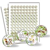 Watercolor Woodland Forest Animals Baby Shower Kiss Sticker Labels, 300 Party Circle Stickers Sized 0.75” for Chocolate Drop Kisses by Amanda Creation, Great for Favors, Treats, Envelopes & Bags