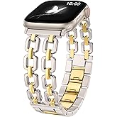 Wearlizer Compatible with Apple Watch Bands 41/40/38/44/45/46/49/42mm Women, Dressy Fancy Metal Chain Pretty Strap Designer Gold Silver Bracelet for iWatch Series 11 10 9 8 7 6 5 4 3 SE/Ultra 3 2 1