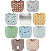 The Peanutshell Baby Boy or Girl Terry Bibs Set of 10-100% Cotton, Soft, Absorbent Baby Bibs for Boys and Girls, Unisex Toddler Baby Boy or Girl Bibs Set, Newborn & Infant Bib - Soft Neutral