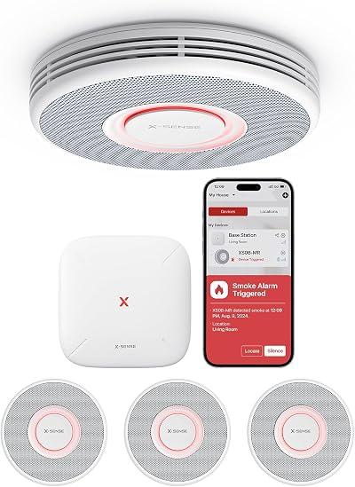 X-Sense Smart Smoke Alarm XS0B-MR31 with SBS50 Base 17 Locations Wi Fi