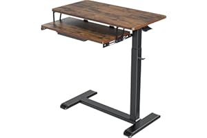 ETHU Overbed Table with Wheels, Upgrade Medical Table with Drawer, Hospital Bed Table, Workstation Desk, Adjustable Overbed Bedside Rolling Laptop Desk(Walnut)