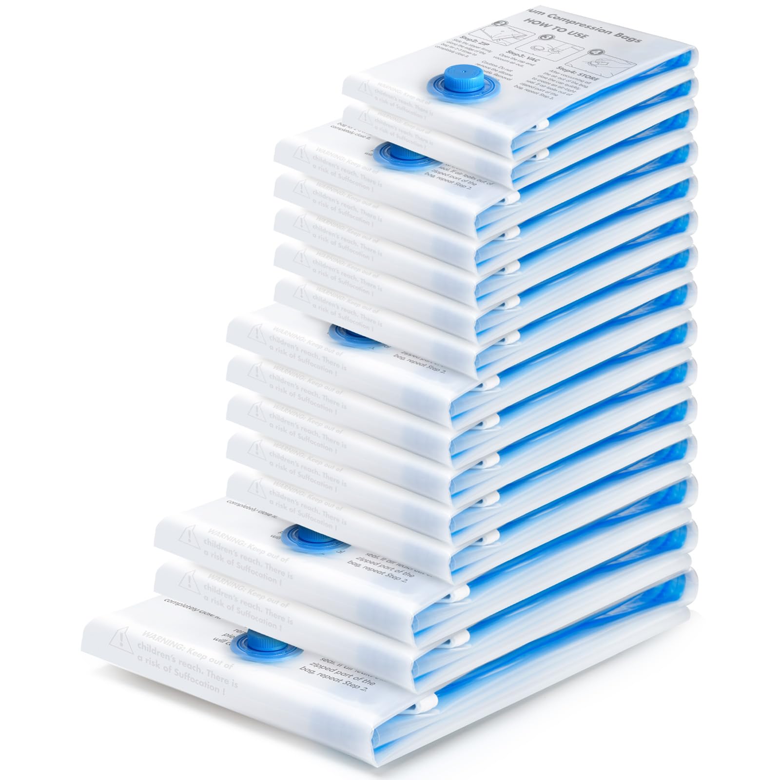 BoxLegend 20 Pack Travel Vacuum Storage Bags with Wireless USB Electric Pump (1200mAh) 4 Sizes for Luggage, Suitcase & Backpack Must-Have Travel Essentials Save 80% Space for Clothes & Packing Image