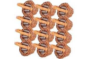 SOESFOUFU 12pcs Mini Rattan Woven Baskets Small Flower Baskets for Decor Craft Props Fairy Garden Miniatures Shower Accessory