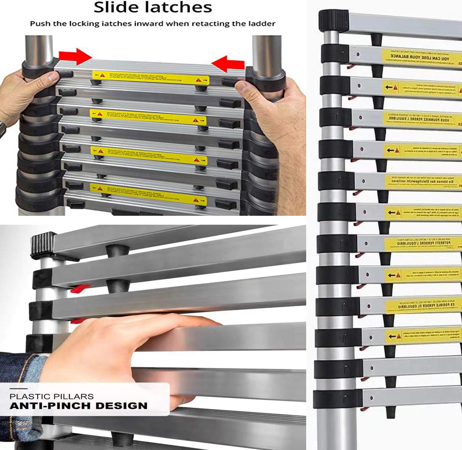 13.5FT Extra Strong Aluminum Telescoping Ladder, Newly Telescopic Extension Ladder, Strongest 430lbs Capacity: Electronics