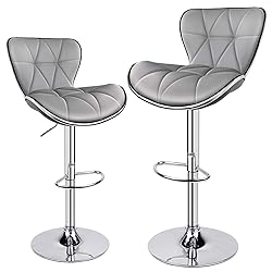 Leopard Shell Back Adjustable Swivel Bar Stools, PU