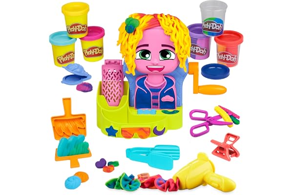 Play-Doh Hair Stylin' Salon Playset with 6 Cans, Pretend Play Toys for Girls and Boys Ages 3 and Up