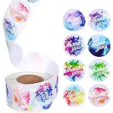 1000 Pieces Thank You Stickers Roll 1 Inch Round Envelopes Seal Thank You Stickers for Small Business Elegant Self-Adhesive Labels for Presents Bags Wrapping Supplies, 8 Designs