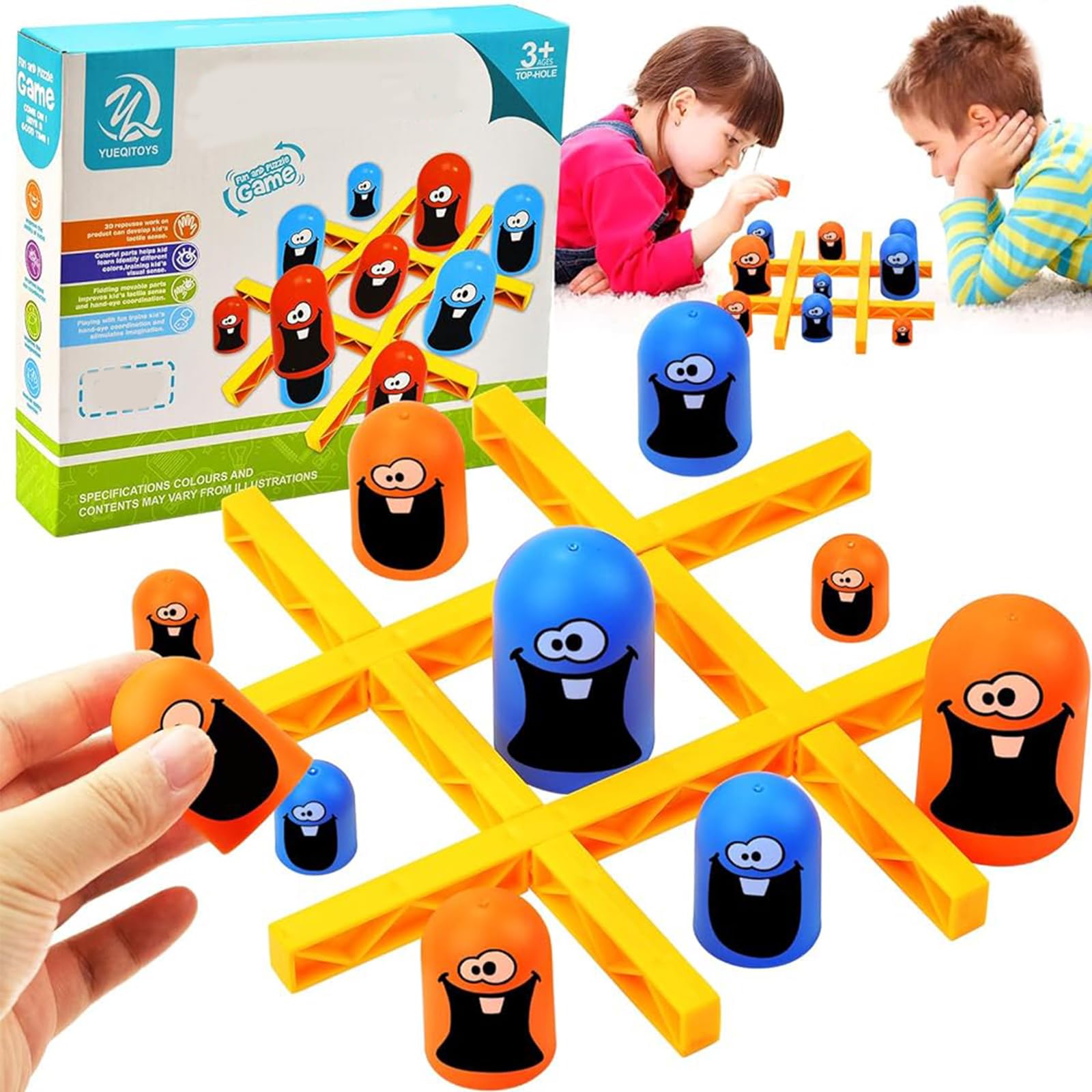 xinrongda Big Eat Small Tic Tac Toe Game, 2 Players Blue Red Gobblers Board Game for Kids Adults, Parent-Child Interactive Game, Indoor Family Games for Christmas House Party